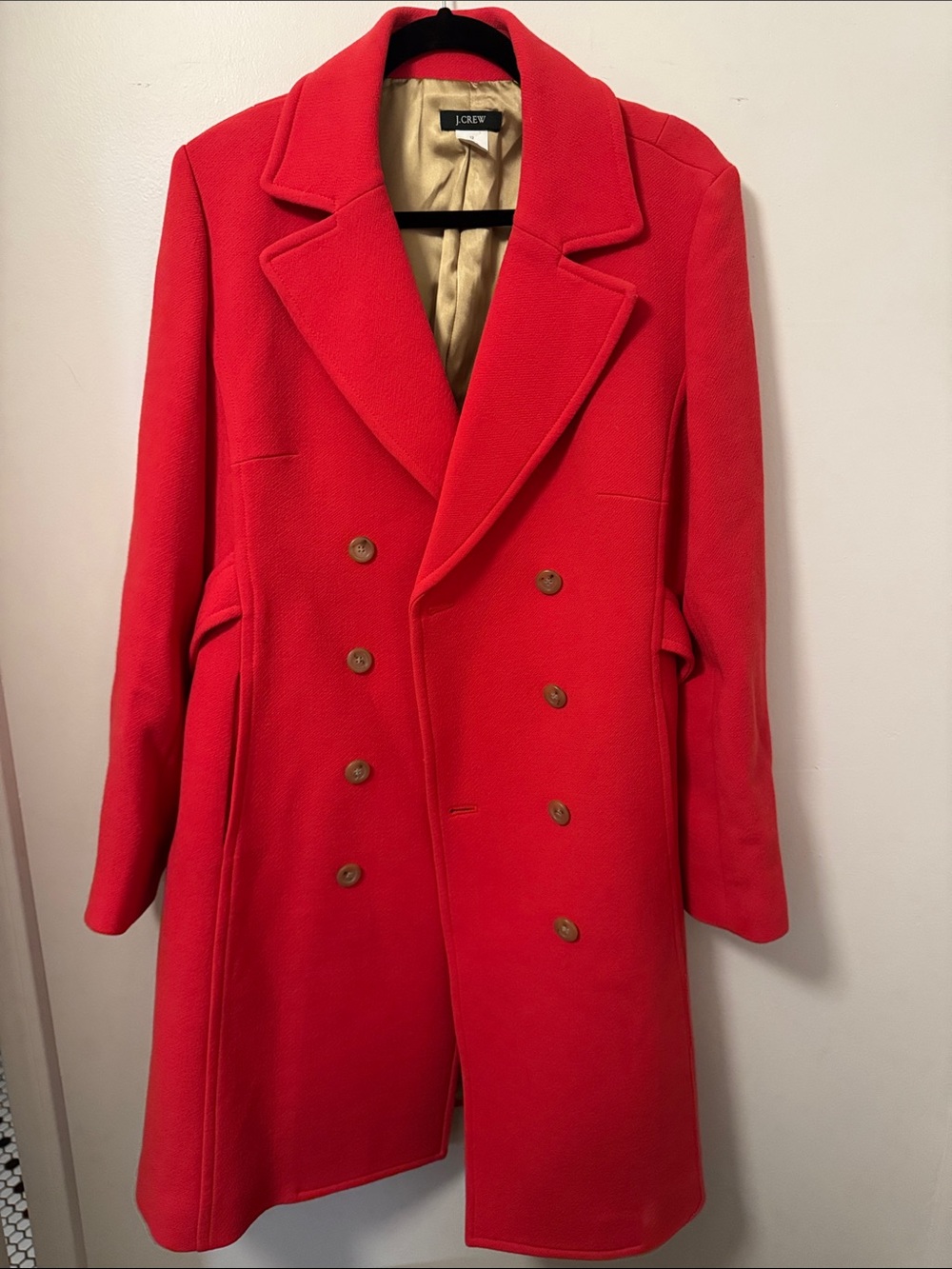 J. Crew Bright Red Double-Breasted Pea Coat size 12
